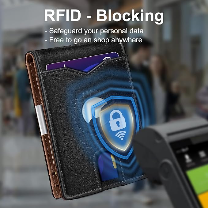 miyozi Airtag Wallet for Men,with Money Clip 11 Cards Slim Front Pocket Leather RFID Blocking Wallet with Gift Box