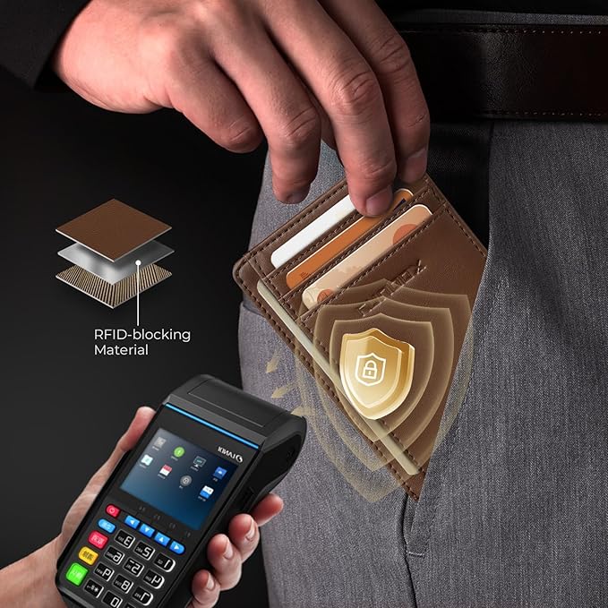 RUNBOX Slim Minimalist Front Pocket RFID Blocking Leather Wallets for Men and Women Card Holder Wallets Gifts for men