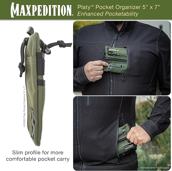 MAXPEDITION Platy Pocket Organizer, Durable EDC Tool Pouch for Men, Neck Wallet with Paracord Lanyard, Holds Flashlight, Multitool, Pen, Notebook