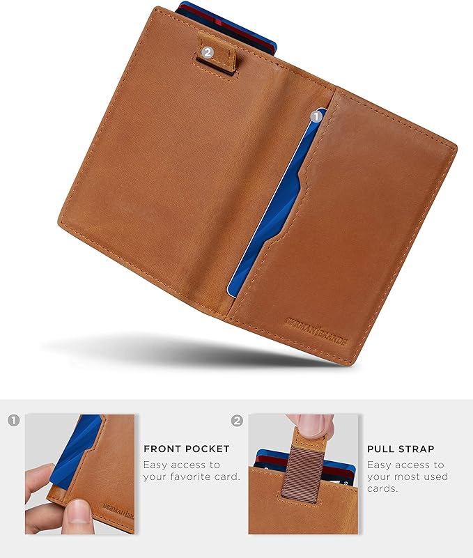 SERMAN BRANDS - Wallets for Men Slim Mens leather RFID Blocking Minimalist Card Front Pocket Bifold Travel Thin