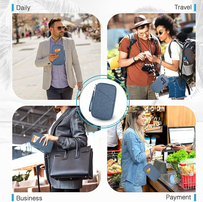 Passport Holder Family, Women Rfid Blocking Passport Wallet, Travel Essentials Premium Wallets, Waterproof Passport Holders Bag for Men Traveling, Travel Document Organizer Credit Cards Case