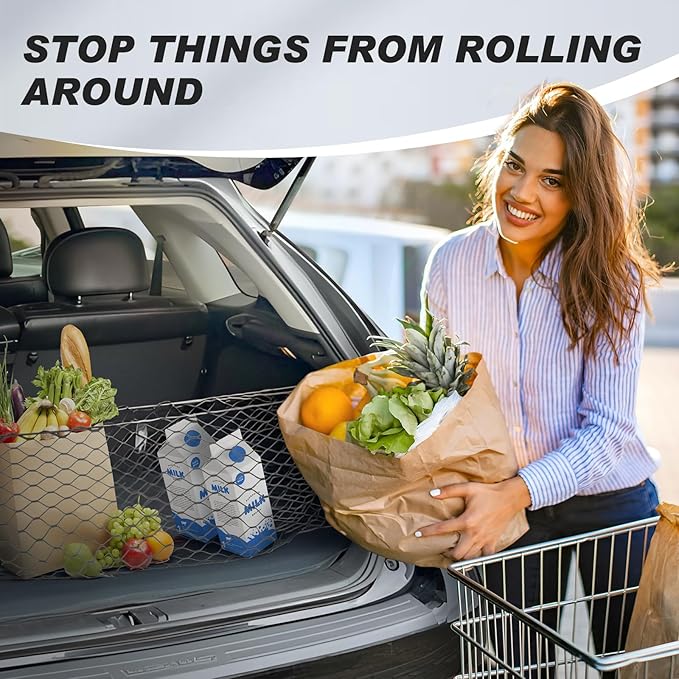 Karltys Cargo Net for Jeep Grand Cherokee L 2021-2026 Envelope Style | Elastic Mesh Net | Heavy Duty | Metal Hooks | Jeep Grand Cherokee L Trunk Net Accessories