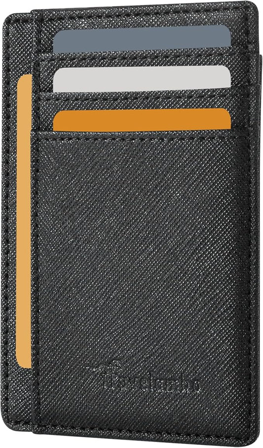 Travelambo Front Pocket Minimalist Leather Slim Wallet RFID Blocking Medium Size