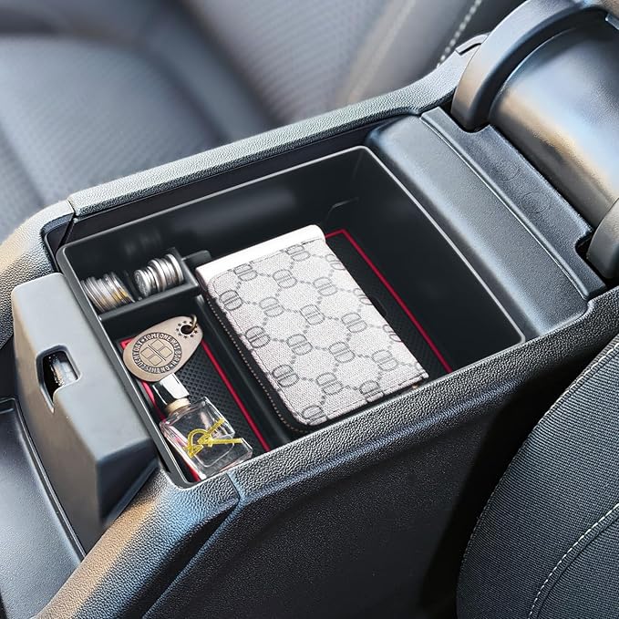 HGWEI Compatible with GMC Acadia Center Console Organizer 2017-2019 2020 2021 2022 2023 Acadia SL SLE SLT Denali AT4 Interior Accessories, ABS Armrest Storage Box Insert Tray, Red