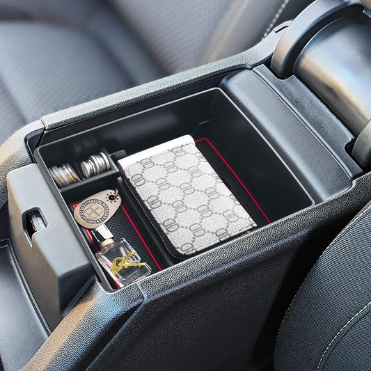 HGWEI Compatible with GMC Acadia Center Console Organizer 2017-2019 2020 2021 2022 2023 Acadia SL SLE SLT Denali AT4 Interior Accessories, ABS Armrest Storage Box Insert Tray, Red