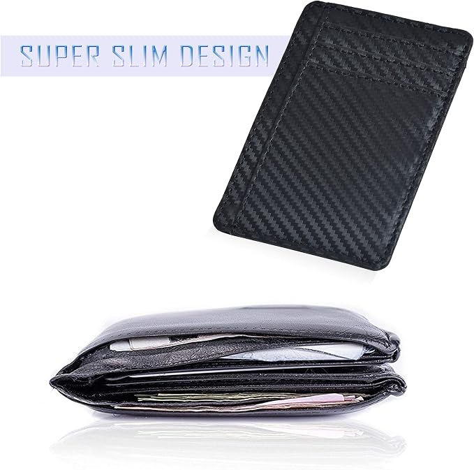 Oak Leathers Leather Slim Minimalist Wallet for Men & Women RFID Front Pocket Leather Card Holder Wallets (Ebony)