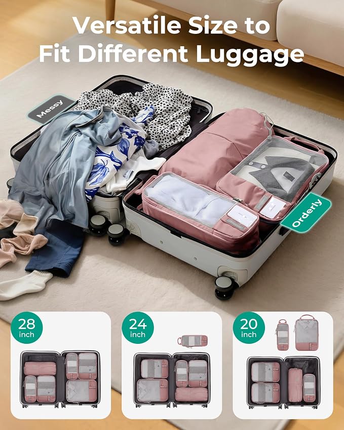 BAGSMART 6 Set /4 Set/2 Set Compression Packing Cubes for Travel, Lightweight Luggage Organizer Bags, Durable Space Saver Bags Travel Essentials