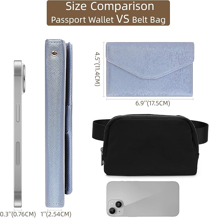 ZOPPEN Mulit-purpose Rfid Blocking Passport Holder Travel Wallet (Ver.4) Passport and Vaccine Card Holder ComboTri-fold Document Organizer Travel Essentials