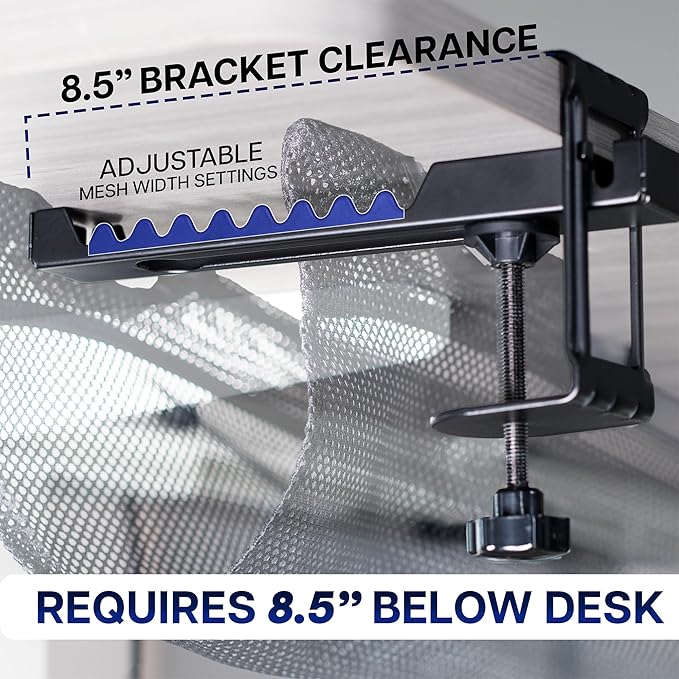 VIVO No Drill Clamp-on 44 inch Mesh Net Under Desk Cable Management Wire Organizer, Adjustable Home Office Standing Desk Cord Storage Sleeve, Black, DESK-AC44MH