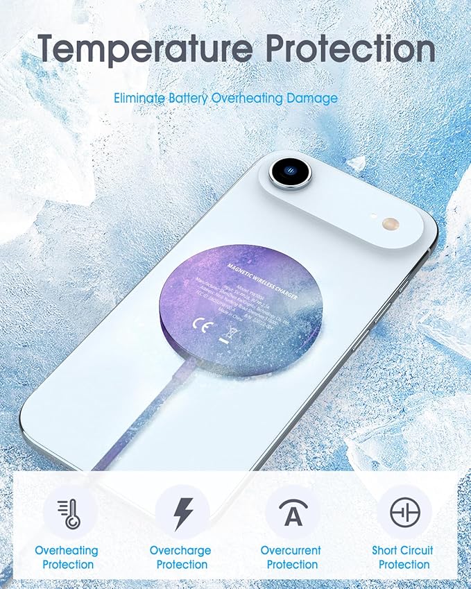 WRVVR for Apple Mag-Safe Charger 2 Pack, Magnetic Wireless Charger for iPhone 17/17 Pro/17 Pro Max/Air/16 15 14 13 12 Pro Max Plus mini,Charging Pad for Airpods Pro 3 2,Strong Magnet, Violet
