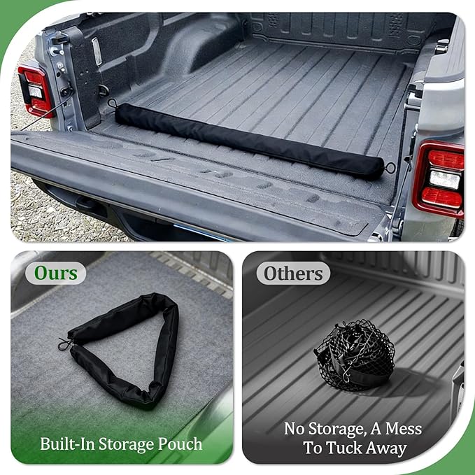 3-Layer Cargo Net for Chevrolet Colorado, GMC Canyon 2023-2026, Zipper Bag Truck Bed Net for Groceries, Heavy Duty Oxford Cargo Organizer Storage Nets with Carabiners