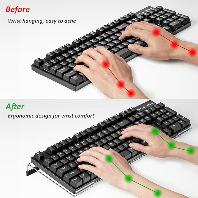 Computer Keyboard Stand PC Keyboard Stand, Acrylic Tilted Keyboard Stand for Ergonomic Typing Clear Keyboard Tray for Easy Typing and Working, Keyboard Holder with Silicone Non-Slip Case