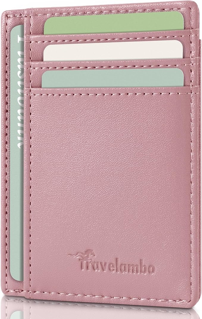 Travelambo Slim Wallet Front Pocket Minimalist Leather RFID Blocking Medium Size