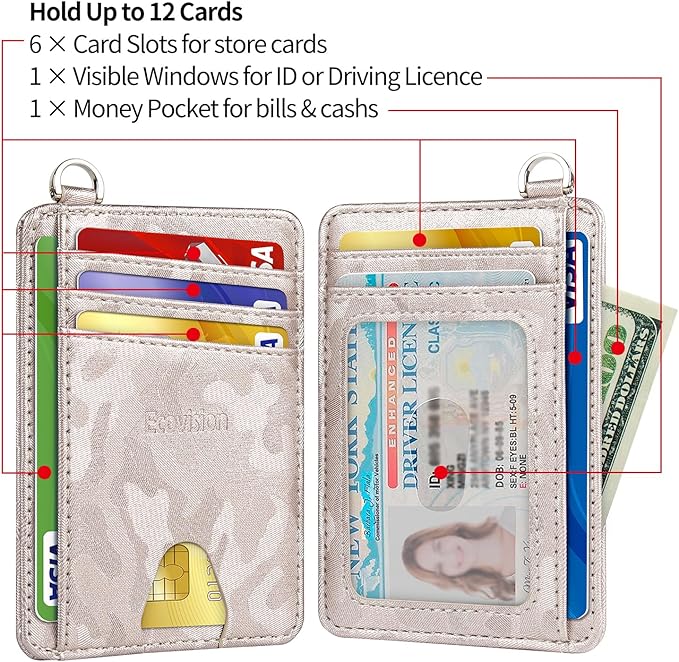 EcoVision Slim Minimalist Front Pocket Wallet, RFID Blocking Credit Card Holder Wallet with Detachable D-Shackle for Men Women