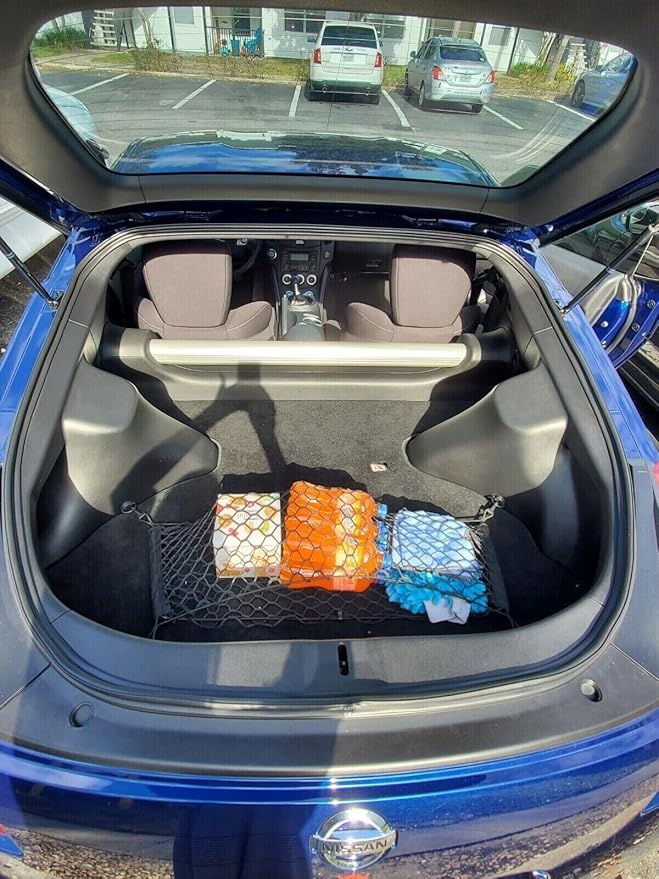 Trunk Organizer Cargo Net for Nissan 370Z 2009-2021 - Floor Style Cargo Net for Coupe - Premium Mesh Elastic Car Trunk Organizer Vehicle Carrier Storage - Compatible with Nissan 370Z