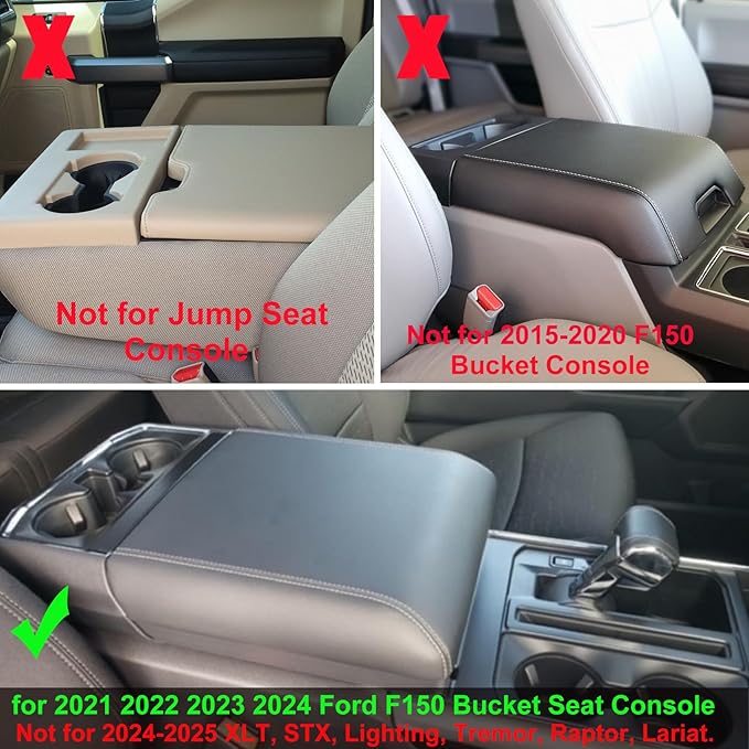 Zxiaochun Center Console Organizer Compatible with 2021 2022 2023 2024 Ford F150 Interior Accessories, Armrest Box Insert Storage Tray (Full Console w/Bucket Seats ONLY)-Blue Trim