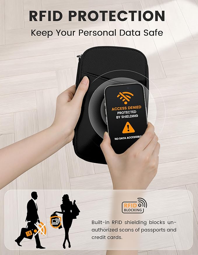 Travelkin 2-in-1 Passport Holder & Travel Organizer for Family with RFID Blocking, Multiple Passport Wallet for Men Women, Travel document holder for Credit Cards, Cash, and Electronic Essentials