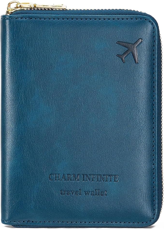 Travel Passport Wallet RFID Blocking Passport Holder-Women and Men with Zippered Ladies Passport Cover