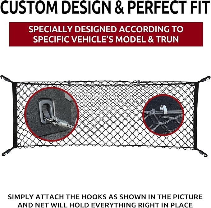 Rear Seat Envelope Style Automotive Elastic Trunk Mesh Cargo Net for Subaru Outback 2020-2025 - Premium Trunk Organizers and Storage - Luggage Net for SUV - Best Car Organizer for Subaru Outback