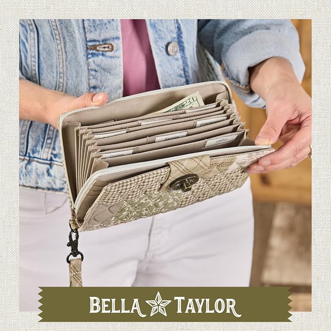 Bella Taylor Cash System Wallet for Envelope Budgeting - RFID Protected - Cash Stuffing Wallet with Detachable Wristlet