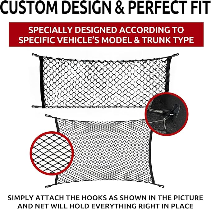 Floor + Envelope Style Automotive Elastic Trunk Mesh Cargo Net for Subaru Outback 2010-2019 - Premium Trunk Organizers and Storage - Luggage Net for SUV - Best Car Organizer for Subaru Outback