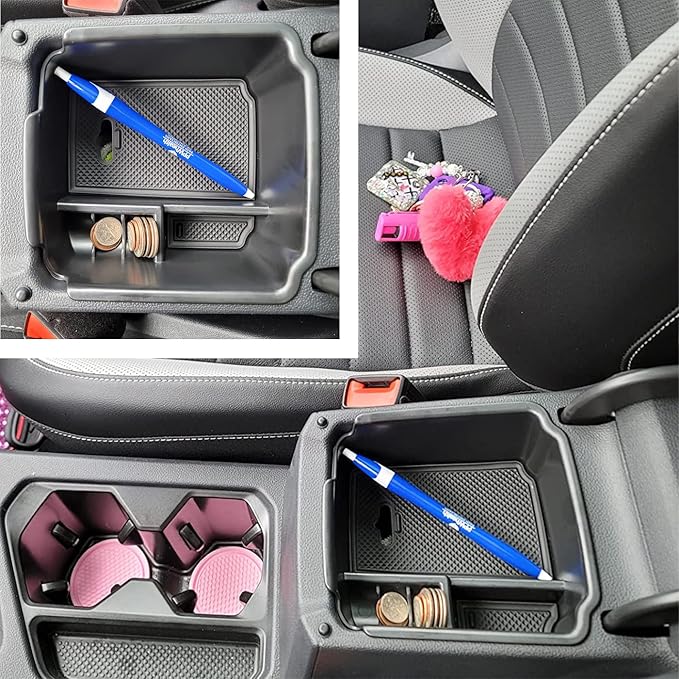 TACORBO Center Console Organizer Compatible with 2022 2023 2024 Taos and 2018 2019 2020 2021 2022 2023 2024 Tiguan Accessories Armrest Secondary Storage Box, Interior ABS Insert Glove Box Tray,Black