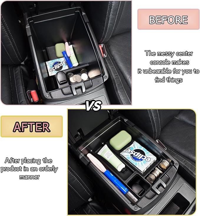 HGWEI Center Console Organizer Tray Compatible with Nissan Rogue 2014-2020 / Rogue Sport 2017-2022 / Murano 2015-2024 Interior Accessories Insert Armrest Storage Glove Box, Black