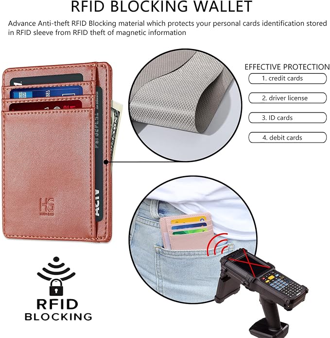 GH GOLD HORSE Slim RFID Blocking Card Holder Minimalist Leather Front Pocket Wallet for Women | Slim