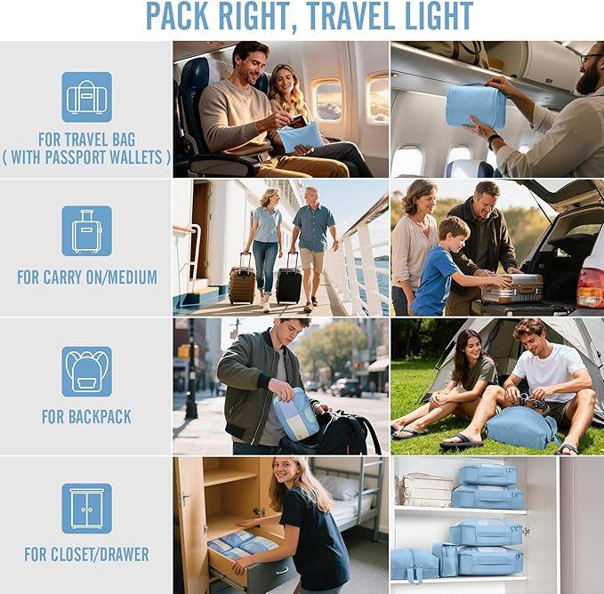 Veken 10 Set Packing Cubes for Travel Essential, Suitcase Organizer Bags in 4 Sizes, Carry-On Luggage Accessories with Large Laundry & Hanging Toiletry Bag, Must-Have for Airplane, Road Trip & Camping