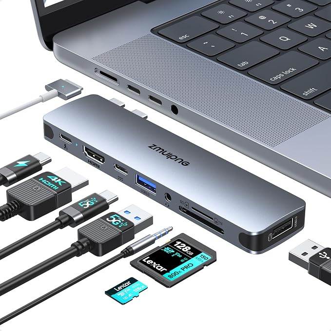 USB C Hub Adapter for MacBook Pro Air 2022 2021 2020 2019 Docking Station for MacBook M1 M2 USB C to HDMI Mac Accessories Multiport Dongle with 4K HDMI USB 3.0 SD TF Thunderbolt 3 USB-C Port Type C | USB C to HDMI MacBook Accessories Multiport Dongle w...
