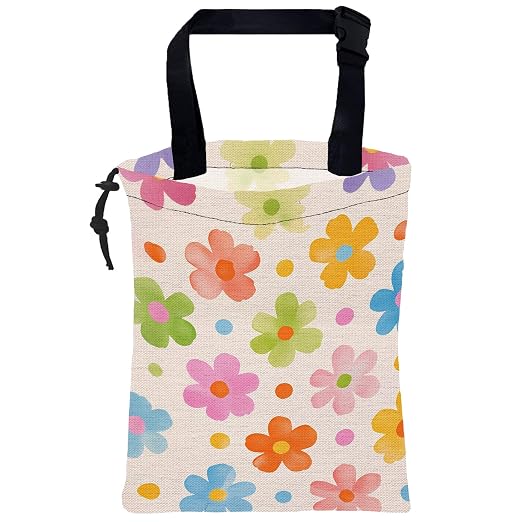 Car Trash Bag Retro Watercolor Flower Leak-Proof Waterproof Car Garbage Bag with Drawstring Foldable Canvas Trash Bin with Adjustable Buckle for Car Accessories, Travelling, Camping
