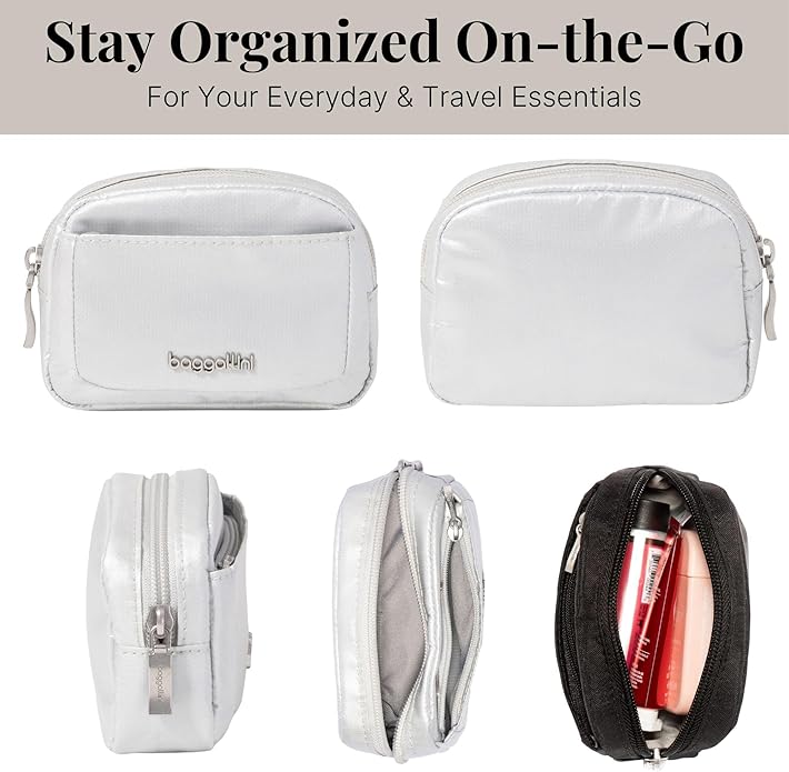 Baggallini Women's Pocket Cosmetic - Lightweight Bag - Travel Essentials Makeup Organizer Mini