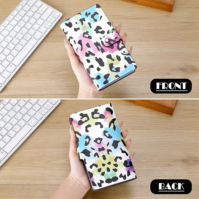 RFID Credit Card organizer, Business Card holder with 96 Card Slots, Gift Card Case for Managing Your Different Cards and Important Documents to Prevent Loss or Damage (Leopard Print)