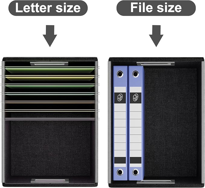 Portable Leather File Organizer Boxes with Lids, Office Document Boxes Organizer, Filing Boxes, Decorative Small File Boxes for Hanging Files, File Cabinet for Office/Home - 4 Pack