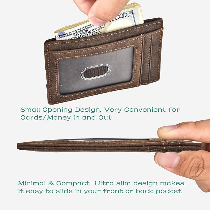 kinzd Slim Wallet RFID Front Pocket Wallet Minimalist Secure Thin Credit Card Holder
