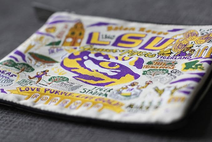 Catstudio Collegiate Zipper Pouch, Louisiana State University Travel Toiletry Bag, Ideal Gift for Alumni, Makeup Bag, Dog Treat Pouch, or Travel Purse