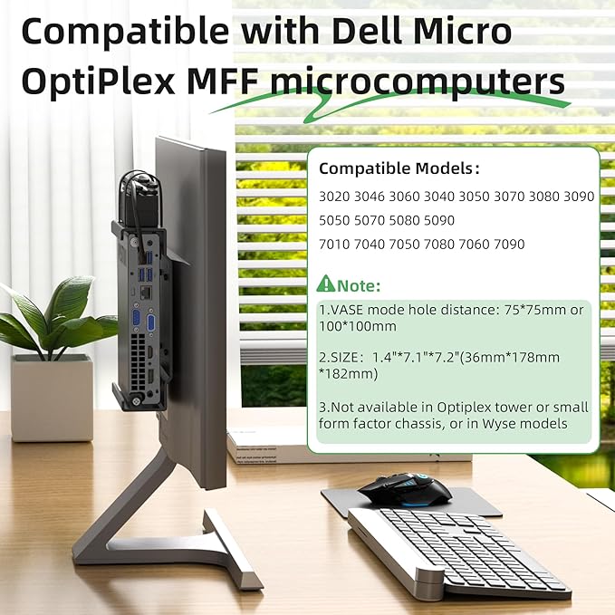 Mini PC Wall Mount Compatible with Dell OptiPlex Micro,Fits MFF 7050,7010,7020,7080,5070,7060,7090,3060,3040,3046,3050,3090,3060,9020, Mini PC Stand for Vesa Mount, Wall, Under Desk