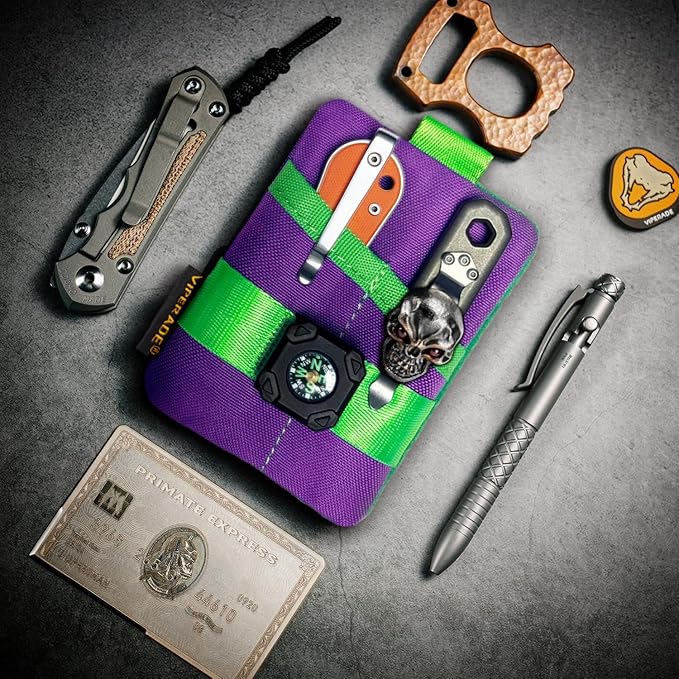 VIPERADE VE15 Small EDC Pouch, Pocket Organizer, EDC Pocket Pouch with DIY Patches Area, EDC Pocket Organizer Wallet for Cards, Small Tool Pouch for EDC Gears