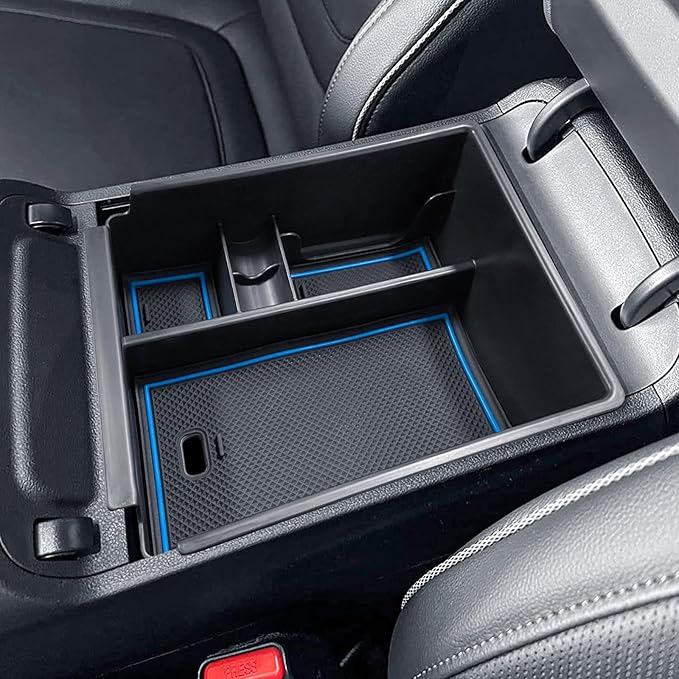 TACORBO Center Console Organizer Compatible with Hyundai 2022-2024 Tucson Plug-in Hybrid/Hybrid all Trims and Tucson Gas Limited and Santa Cruz 2022 2023-2025 Accessories, Armrest Insert Tray, Blue