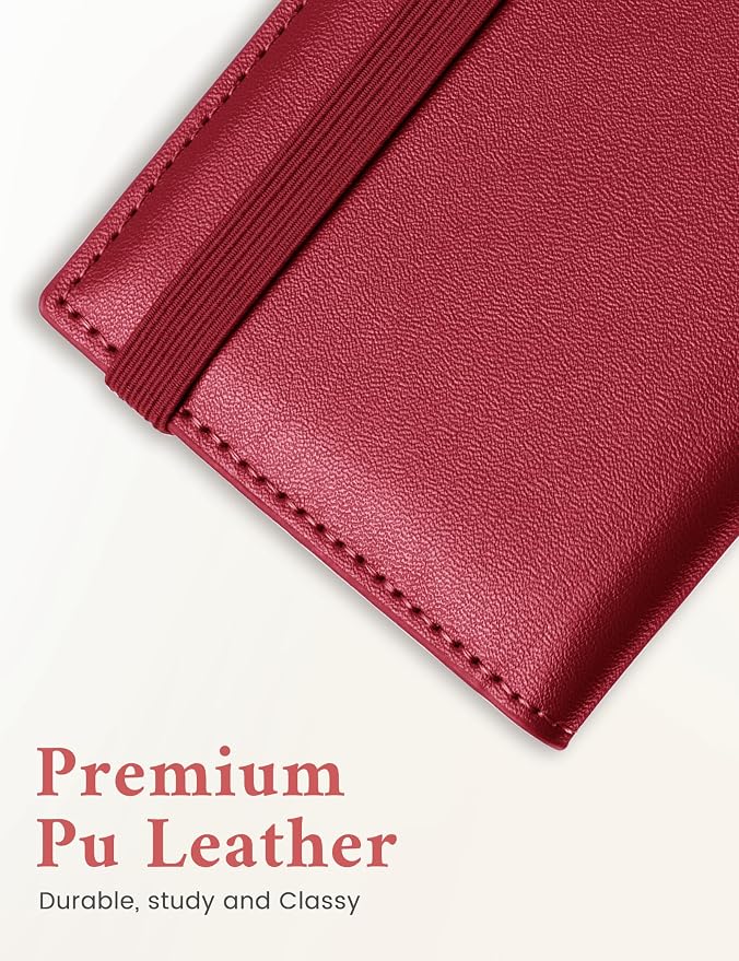 Zreal Checkbook Cover for Women, Premium Vegan Leather Checkbook Holder for Top & Side Tear Duplicate Checks with RFID Blocking (Dark Red)