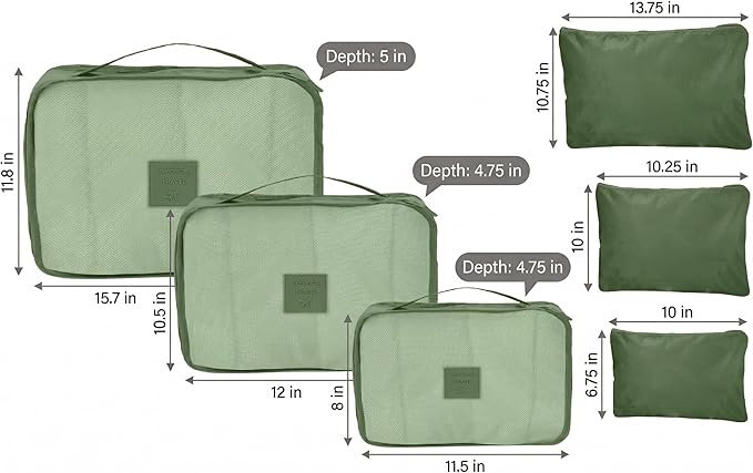 G-FORCE 6-Piece Packing Cube Set | Travel Organizers for Luggage | Suitcase Packing Organizers | Travel Accessories for Carry-On | 100% Polyester