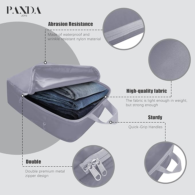 4 Set Compression Packing Cubes Travel - Travel Accessories Expandable Packing Organizers for Carry On - Essentials Luggage Bags - Dark Grey