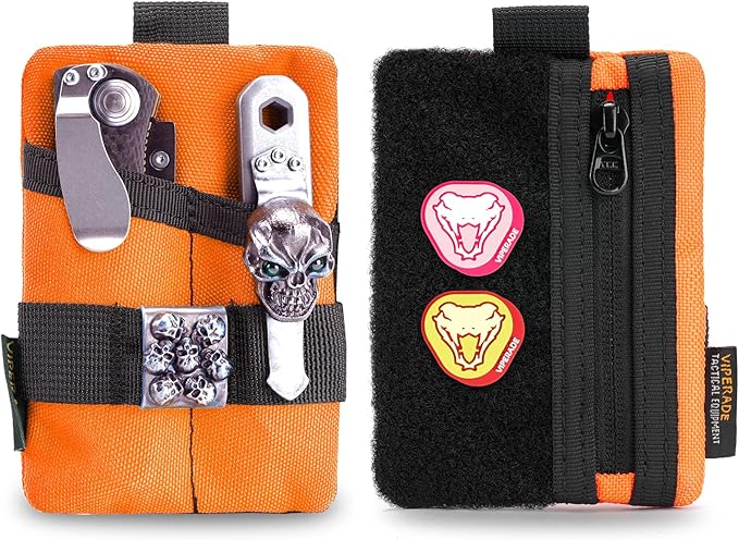 VIPERADE VE15 Small EDC Pouch, Pocket Organizer, EDC Pocket Pouch with DIY Patches Area, EDC Pocket Organizer Wallet for Cards, Small Tool Pouch for EDC Gears