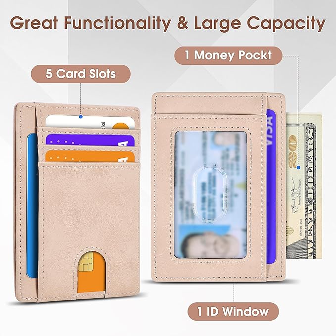 Slim Minimalist Wallet for Men,Front Pocket Wallet RFID Blocking Small Thin Credit Card Holder,ID Card Case Gift for Men and Women Pink