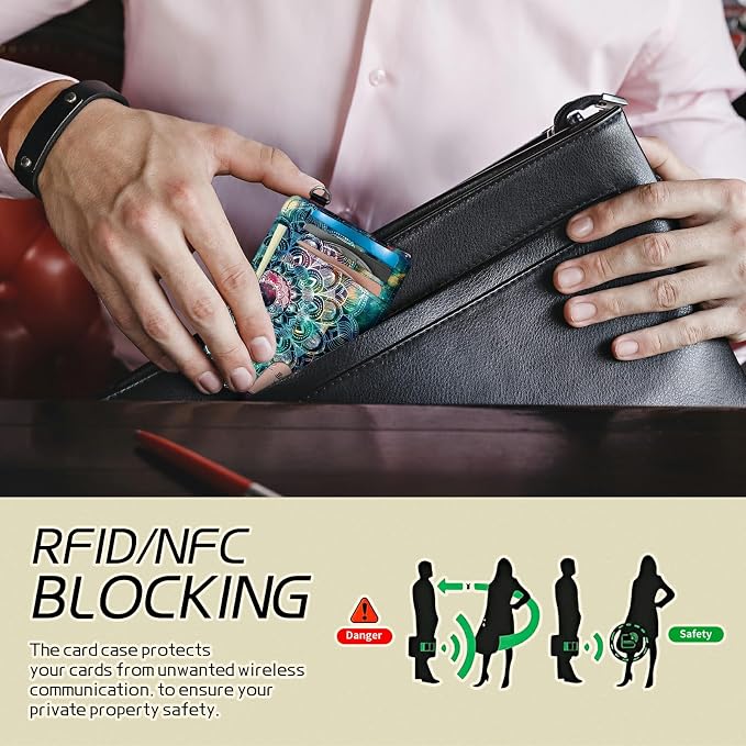 Small Travel Wallets, Art Mandalas Slim Minimalist Front Pocket Wallet with Wristlet, RFID Blocking PU Leather Credit Card Holder with ID Window Change Purse for Men Women