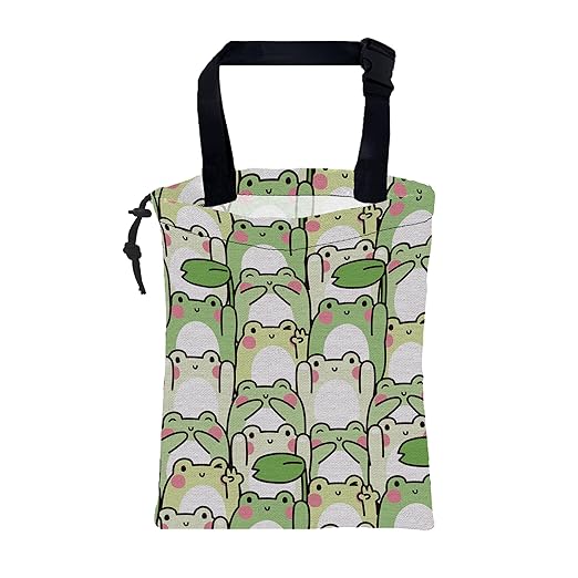 Car Garbage Bag Cute Cartoon Frogs Drawstring Car Trash Bag Hanging for Back Seat with Adjustable Buckle Canvas Vehicle Trash Can Easy-to-Install