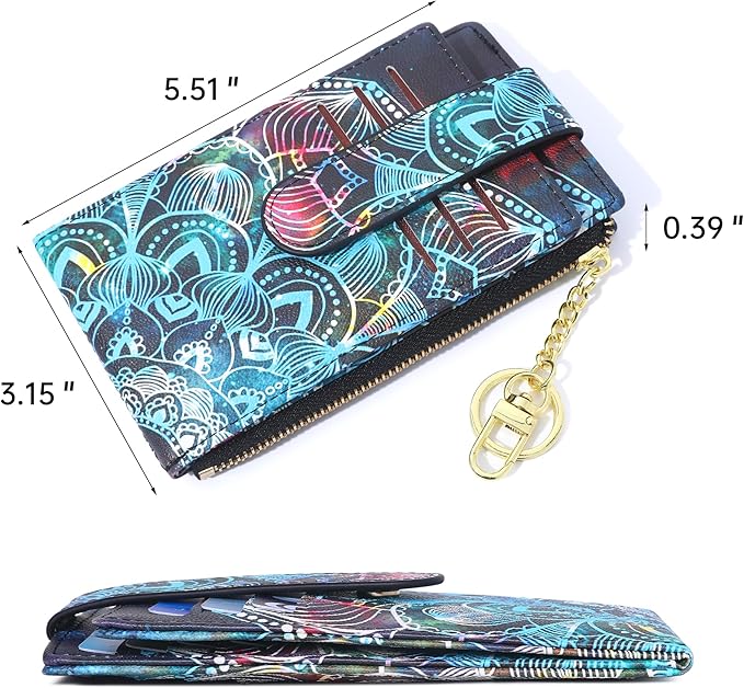 Badiya Slim Women Wallet RFID Blocking Bifold Compact 9 Card Slots Holder Wallets Soft Leather with Zipper Coin Pocket 2 ID Window