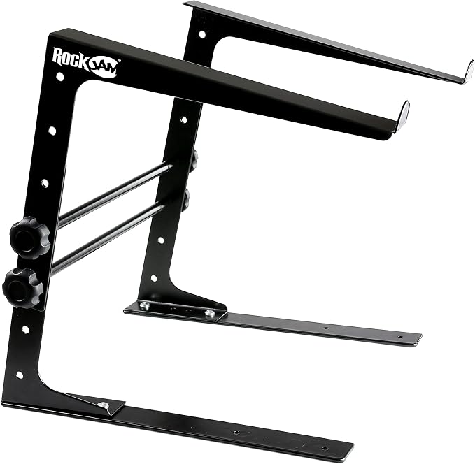 RockJam Portable DJ Laptop Stand with Adjustable Height, Anti-Slip Design, Works For Laptops, Controllers & CD Players