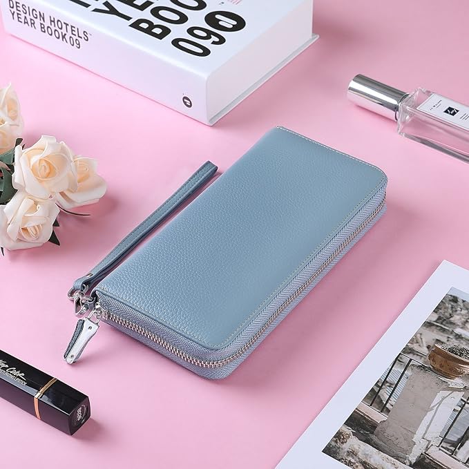 Lavemi Small Compact Women Wallet RFID Blocking Genuine Leather Bifold Purse with ID Windows