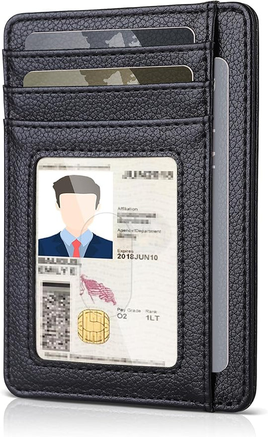 Teskyer Slim Wallet for Men, Minimalist Front Pocket RFID Blocking Leather Wallet Credit Card Holder for Men & Women